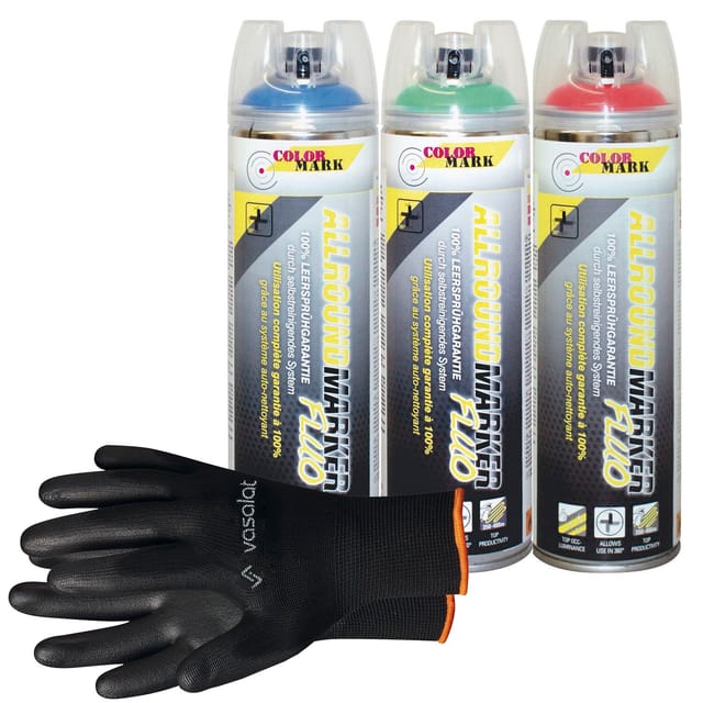 Vasalat Dupli-color Markierungsspray Mit 360 Grad Ventil Set - Markierspray Neon Rot, Grün, Blau Für Professionelle Markierungen, 3 Stück