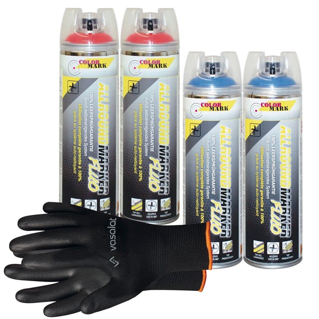 Dupli-color Markierungsspray Mit 360 Grad Ventil Set - Markierspray Neon Rot, Blau Für Professionelle Markierungen, 3 Stück - Vasalat