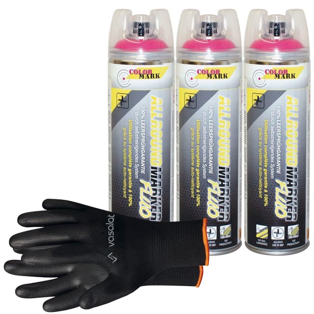 Vasalat - Dupli-color Markierungsspray Mit 360 Grad Ventil Set - Markierspray Neon Pink Für Professionelle Markierungen, 3 Stück