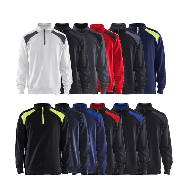 Blaklader - 3353 Zweifarbiges Arbeits-sweatshirt - L - Schwarz / Hellblau