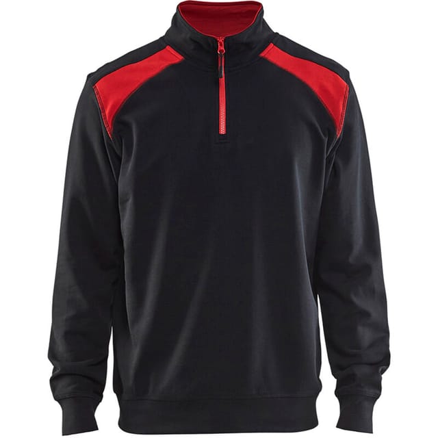 Arbeits-sweatshirt Mit Doppelkragen, Zweifarbig 3353 – Schwarz/rot L