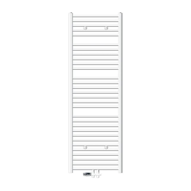 Ecd Germany Badheizkörper Mittelanschluss 600 X 1800 Mm Weiß Gerade Mit Thermostat Und Anschlussgarnitur Durchgang Boden Weiß - Heizkörper Heizung Handtuchwärmer Handtuchtrockner Handtuchheizkörper