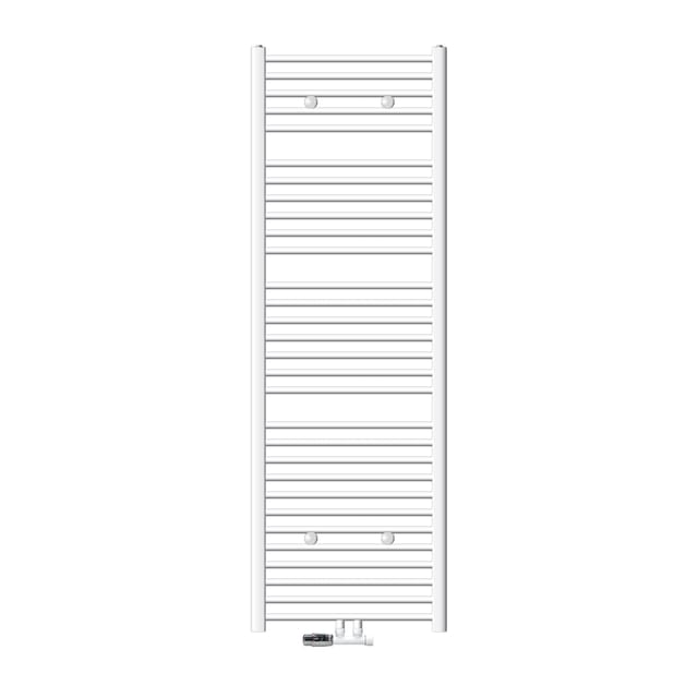Ecd Germany Badheizkörper Mittelanschluss 600 X 1800 Mm Weiß Gerade Mit Thermostat Und Anschlussgarnitur Eck Wand Weiß - Heizkörper Heizung Handtuchwärmer Handtuchtrockner Handtuchheizkörper