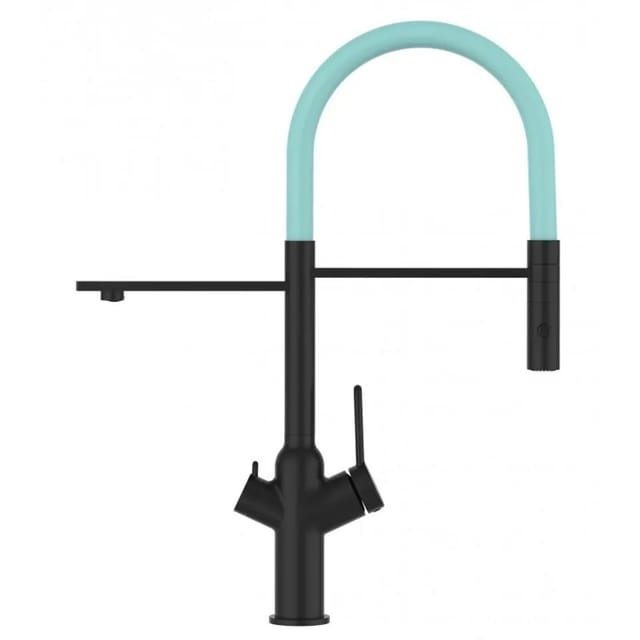 3 Wege Wasserhahn Kueche Spueltischarmatur Schwarz Matt Kuechenarmatur Mit Tuerkis 360 Schwenkbarem Auslauf Und Abnehmbare 2 Strahl Handbrause - Bod Design