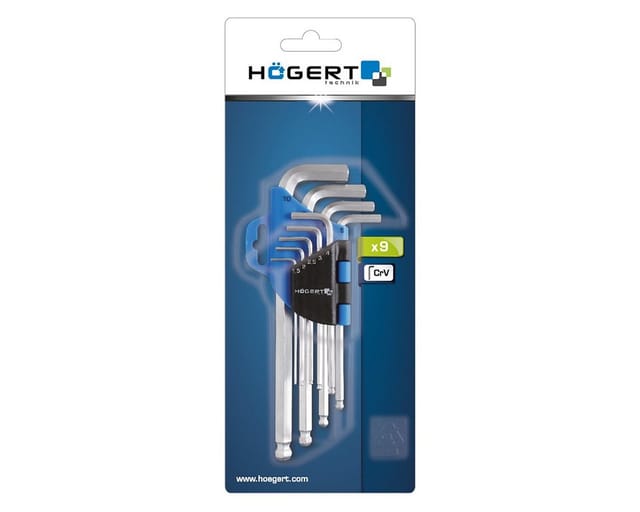 Kugelkopfschlüssel 9-teilig Sechskantschlüssel Set Högert Ht1w804 Steckschlüssel