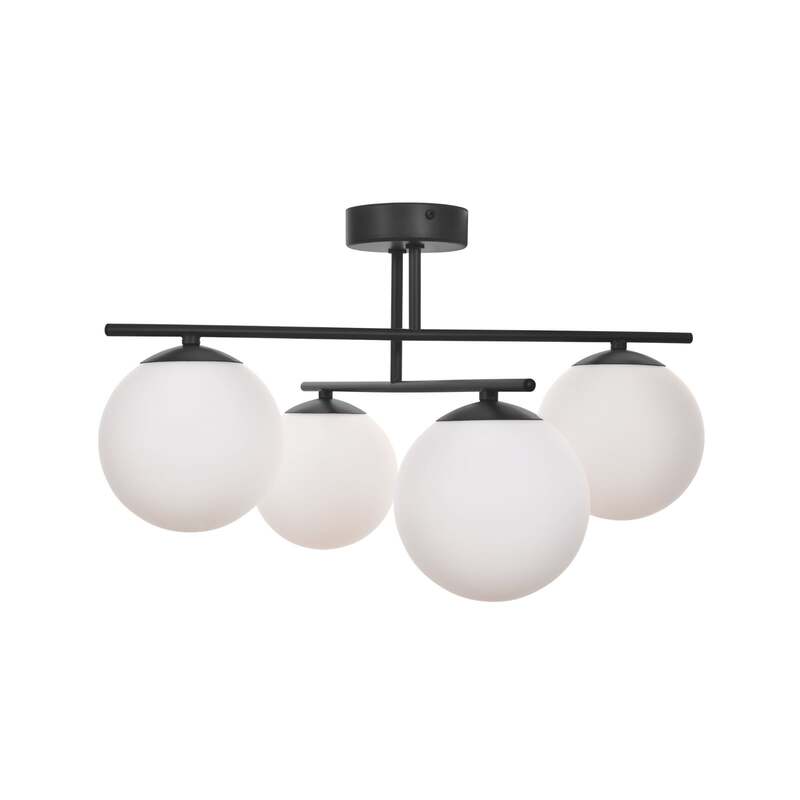 [gebraucht] B-ware Deckenleuchte Aurora Schwarz Ø 50 Cm 4-flammig Glas E14 Dimmbar Ip20
