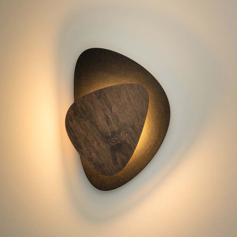 [gebraucht] B-ware Led Wandleuchte Pedra Schwarz Holz Stahl 3000k Warmweiß Designer Leuchte 25x36cm