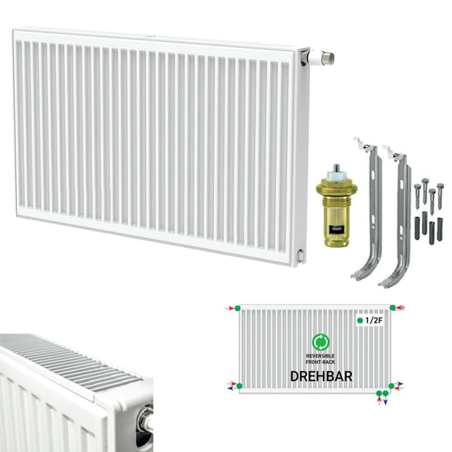 Belrad - Universalheizkörper Kompakt Ventilheizkörper 6 Anschlüsse T33 400x1000-1711w