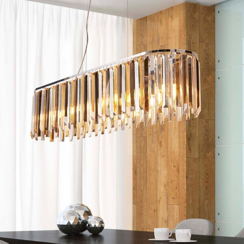 [gebraucht] B-ware Searchlight Hängelampe Pendelleuchte Clarissa Led Lampe Dimmbar Chrom 100cm