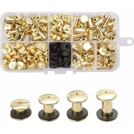 Packung-mit-120-chicago-messing-bindeschrauben-4-schraubengro-en-metallnieten-chicago-knopf-kreuzschlitzschrauben-chicago-schraubenset-fur-bastelarbeiten-gurtel-geldborsen-dekoration-236167916