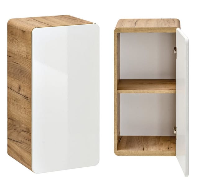 Badmöbel Set 4-teilig Hochglanz Weiß Inkl. 81 Cm Keramikwaschtisch Luton-56, B/h/t Ca. 131/200/46 Cm