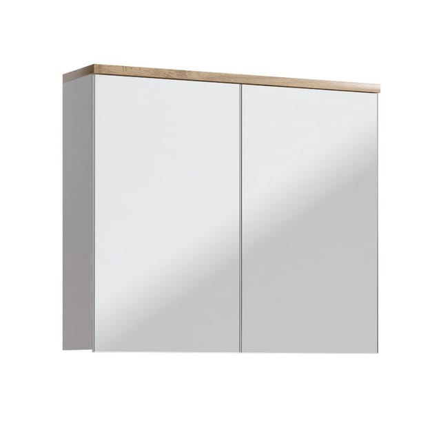 Lomadox - Badmöbel Set Mit Keramik-waschtisch Luton-56 Hochglanz Weiß, Wotan Eiche Nb., B/h/t Ca. 180/200/46 Cm