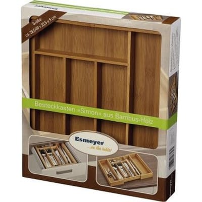 Besteckkasten ® Simon 28,6 X 5,9 X 33,4 Cm (b X H X T) Ausziehbar Bambusholz Braun 7 Fächer