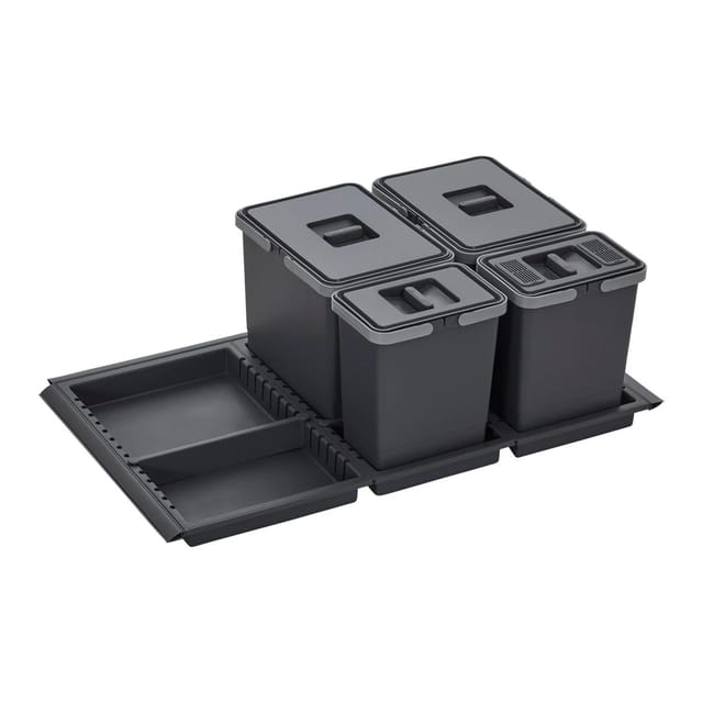 Abfallsammler Metropolis 15+15+6+6l Mit Deckel Müllsystem F. Auszug Korpusbreite 90 Cm
