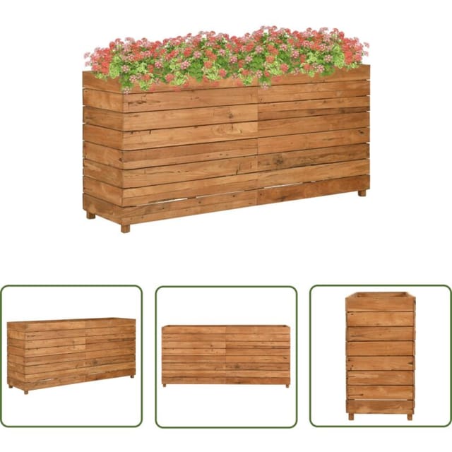 The Living Store Hochbeet 150x40x72 Cm Teak Altholz Und Stahl - Hochbeet - Teakholz - Gartengeräte - Blumenerde - Pflanzenbehälter