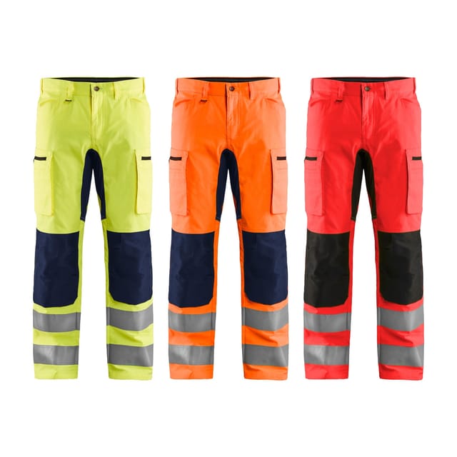 Hochsichtbarer Stretch-arbeitshose Artisan 1585 - Neonrot/schwarz 3xl - Fr(56) - Se(c62) - Normen