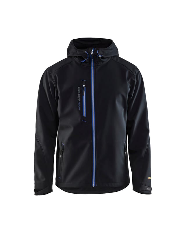 Softshell-arbeitsjacke Mit Kapuze 4949 - Schwarz/königsblau L