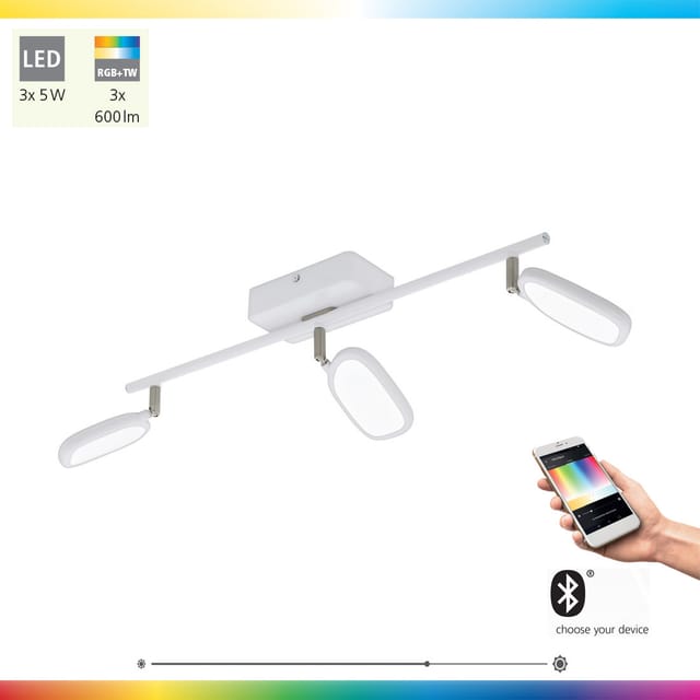 Deckenlampe Deckenleuchte Wohnzimmerlampe Esszimmerleuchte Schlafzimmer, 3 Flammig App- Und Sprachsteuerung Dimmbar, Weiß Silber, Rgb Led 5w 600lm 2700-6500k, Lxb 59x8cm