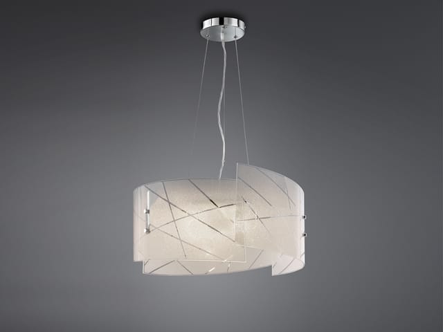 Trio - Große Pendelleuchte Sandrina Mit Glas Lampenschirm & Streifendekor, Ø 50cm