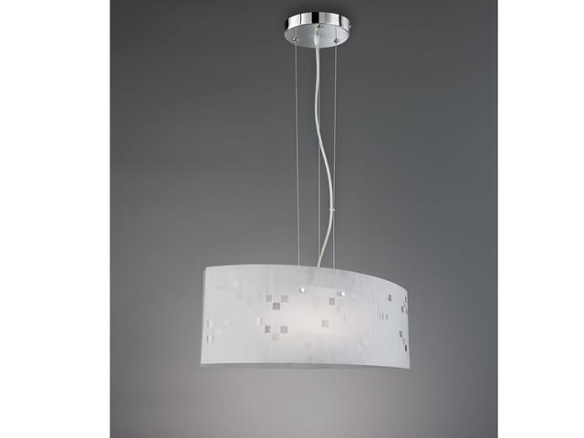 Hängeleuchte Pendellampe Pendelleuchte Glasschirm Opal Schirmleuchte Wohnzimmerlampe Küche, Metall Glas Muster Satiniert, 2x E27 Fassung, Lxbxh 50x20x150cm