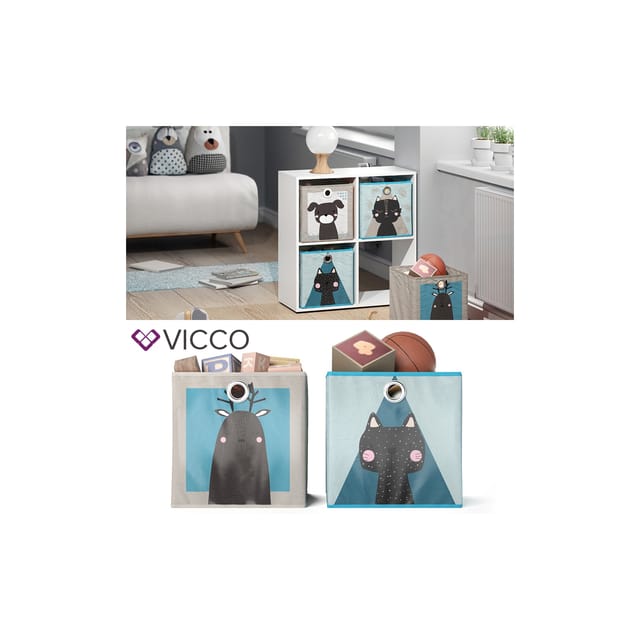 Faltbox 30x30 , Grau/blau, 30 X 30 Cm 2er Set Vicco