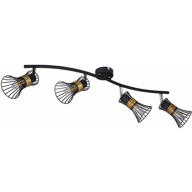 Decken Leuchte Dimmbar Schwarz Gold Spot Strahler Schwenkbar Fernbedienung Lampe Im Set Inkl. Rgb Led Leuchtmittel