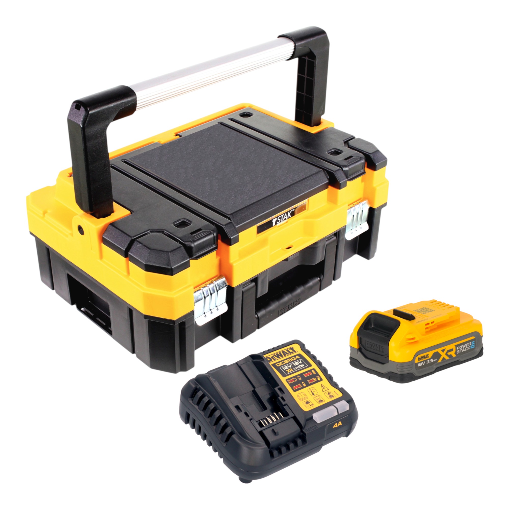 Dewalt Dcb 1104 S1t Akku Starter Set 18 V Mit 1x Powerstack Akku 3,5 Ah + Dcb 1104 Ladegerät + Tstak
