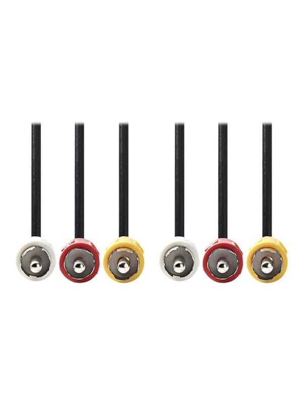 Composite Video Kabel 3x Rca Stecker 3x Rca Stecker Vernickelt 480p 500 M Rund Pvc Schwarz Plastikbeutel 38760