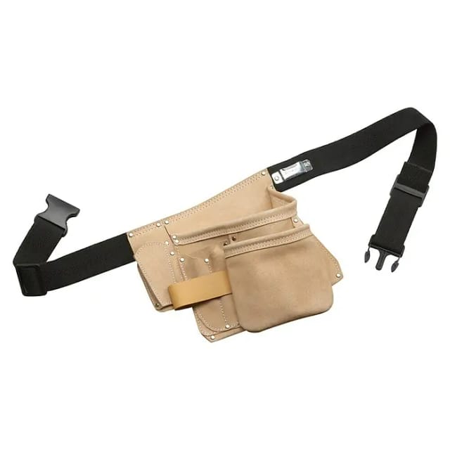 Cutting Line Werkzeug-gürteltasche - 6 Taschen - Aus Leder - Robust - Langlebig - Chrome Vi Frei / Werkzeugtasche Mit Gürtel / Werkzeuggürtel / Gürteltasche Mit Hammerhalter / Nageltasche / 4540070