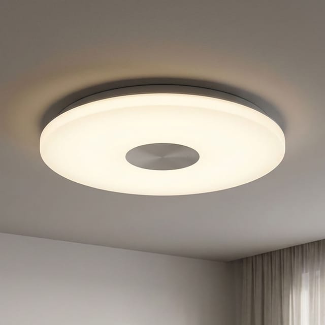 Led Deckenleuchte Deckenleuchten Wohnzimmer Deckenlampe In Runder Form, Chrom Mit Acrylschirm, 1x Led 18w 1260 Lm Warmweiß, 37,5 Cm