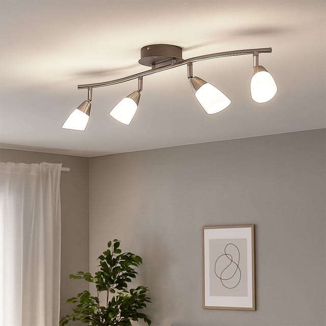Led Deckenleuchte Spotleiste Wohnzimmerleuchte Deckenlampe, Mit Verstellbaren Spots, 4x 3w 4x 240lm 3000k, Lxh 60 X 13 Cm