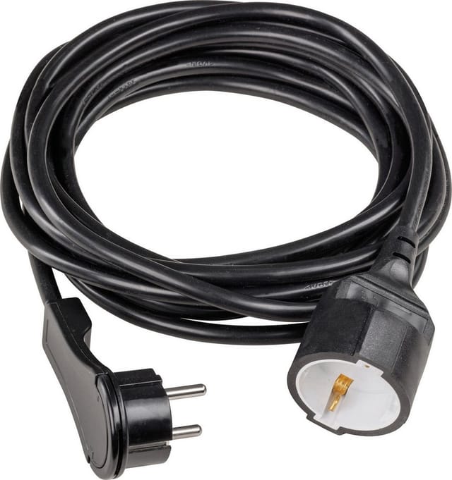As-schwabe - Verlängerungskabel Flachstecker 10 M Schwarz Ip20 H05vv-f 3g1,5