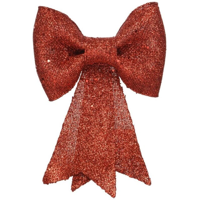 Kaemingk Kunst-schleife Glitterhänger 1,5 X 22 X 30 Cm Rot Weihnachtsdeko