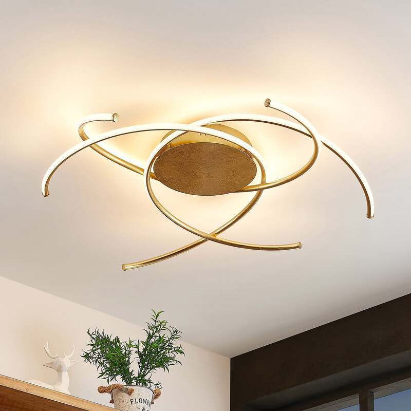 [gebraucht] B-ware Lindby Deckenleuchte Yareli Led Lampe Leuchte Dimmbar Gold Ø 70 Cm 3000k 2800lm
