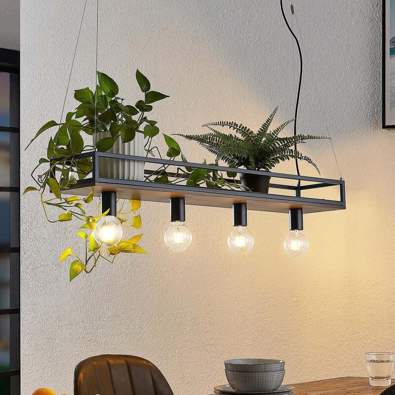 [gebraucht] B-ware Lindby Hängelampe Hängeleuchte Kirista Led Pendelleuchte Lampe Schwarz Holz