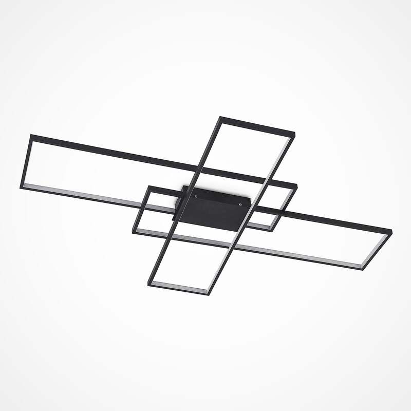 [gebraucht] B-ware Lindby Deckenleuchte Tetson Led Lampe Dimmbar Schwarz 3200 Lumen 99x68cm Licht