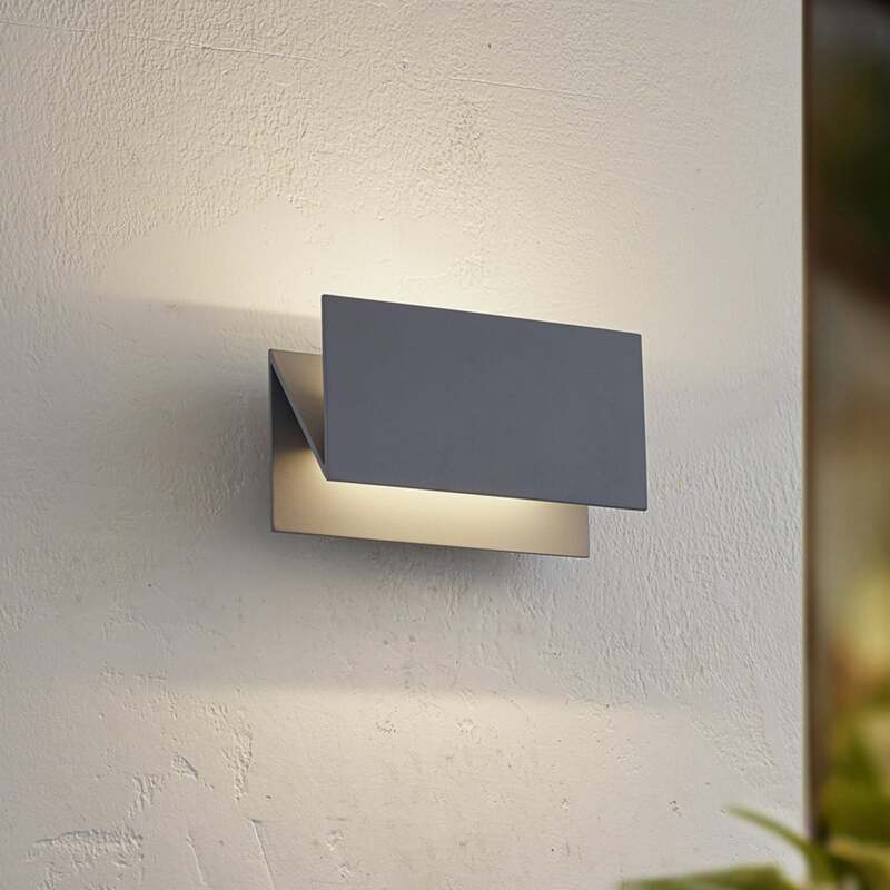 [neuwertig] B-ware Lucande Led-außenwandleuchte Meja Grau 27cm Ip54 Aluminium 13w 1600lm