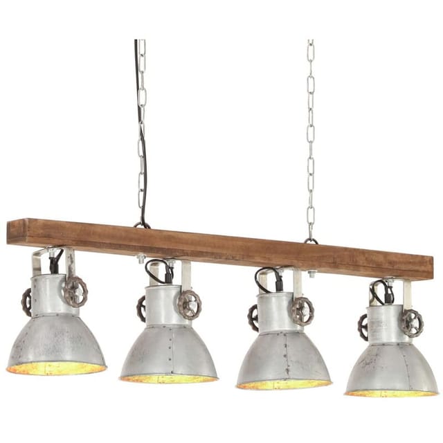 Deckenlampe Industriestil Silbern E27 Mangoholz Vidaxl