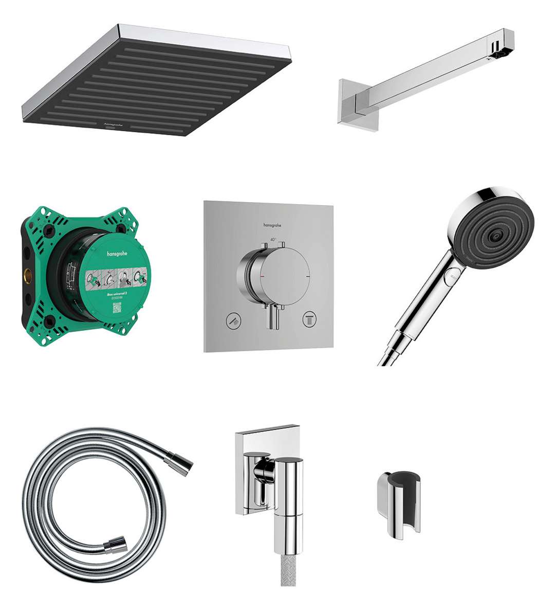 Hansgrohe Pulsify E - Brauseset Mit Unterputz-thermostat, Mit Einbaukörper, 26x26 Cm, Ecosmart, Chrom 24625000