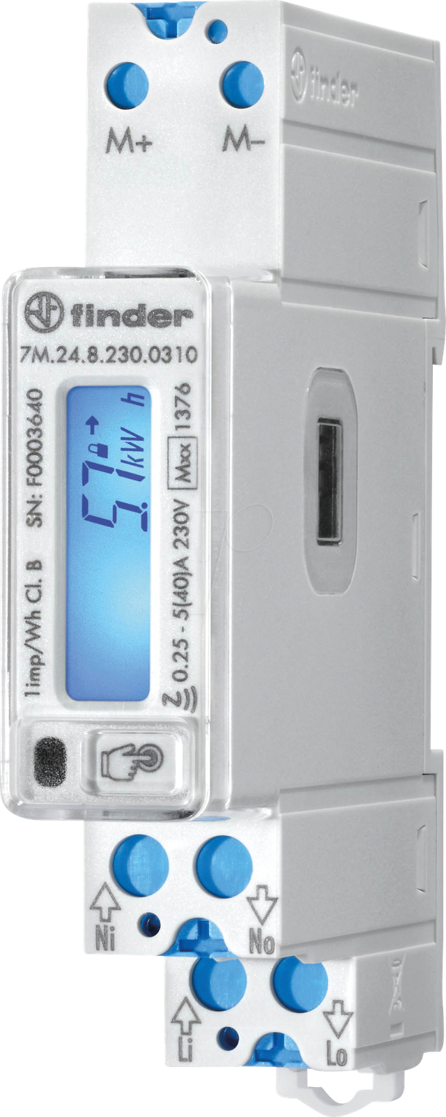 Finder - 7m.24.8.230.0310 Zweirichtungs-hutschienenzähler Digital 40 A Mid-konform: Ja 1 St.