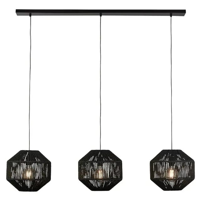 Hängeleuchte Pendelleuchte Deckenlampe Schwarz Stahl 3-flammig Esszimmerleuchte