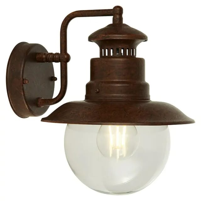 Searchlight - Wandlaterne Wandleuchte Außenlampe Stahl Rostbraun Glas Klar E27 Hauswandlampe