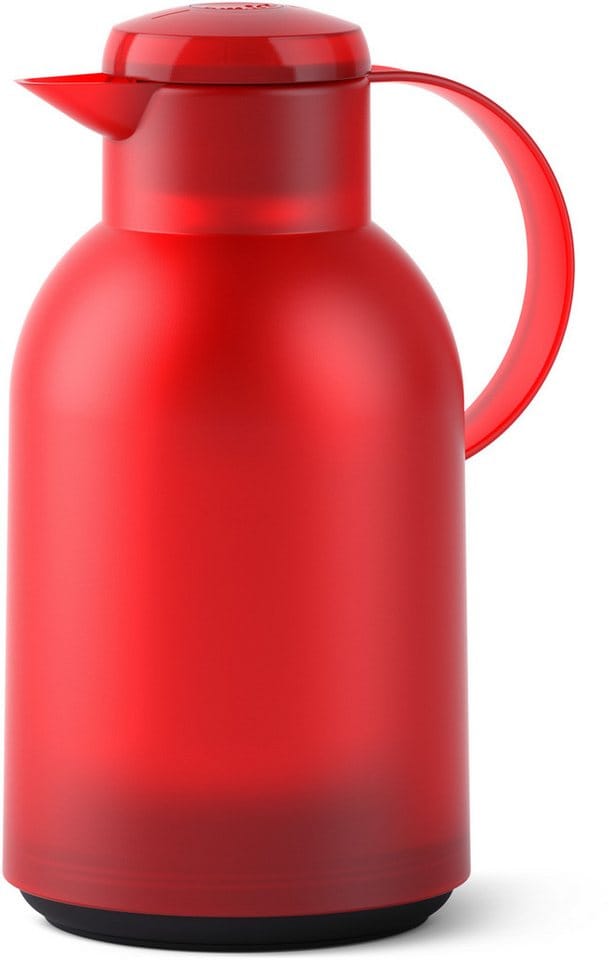 Emsa Samba Isolierkanne Quick Press, Kanne, Teekanne, Kaffeekanne, Kaffee, Kunststoff, Transparent-rot, 1.5 L, N4011700