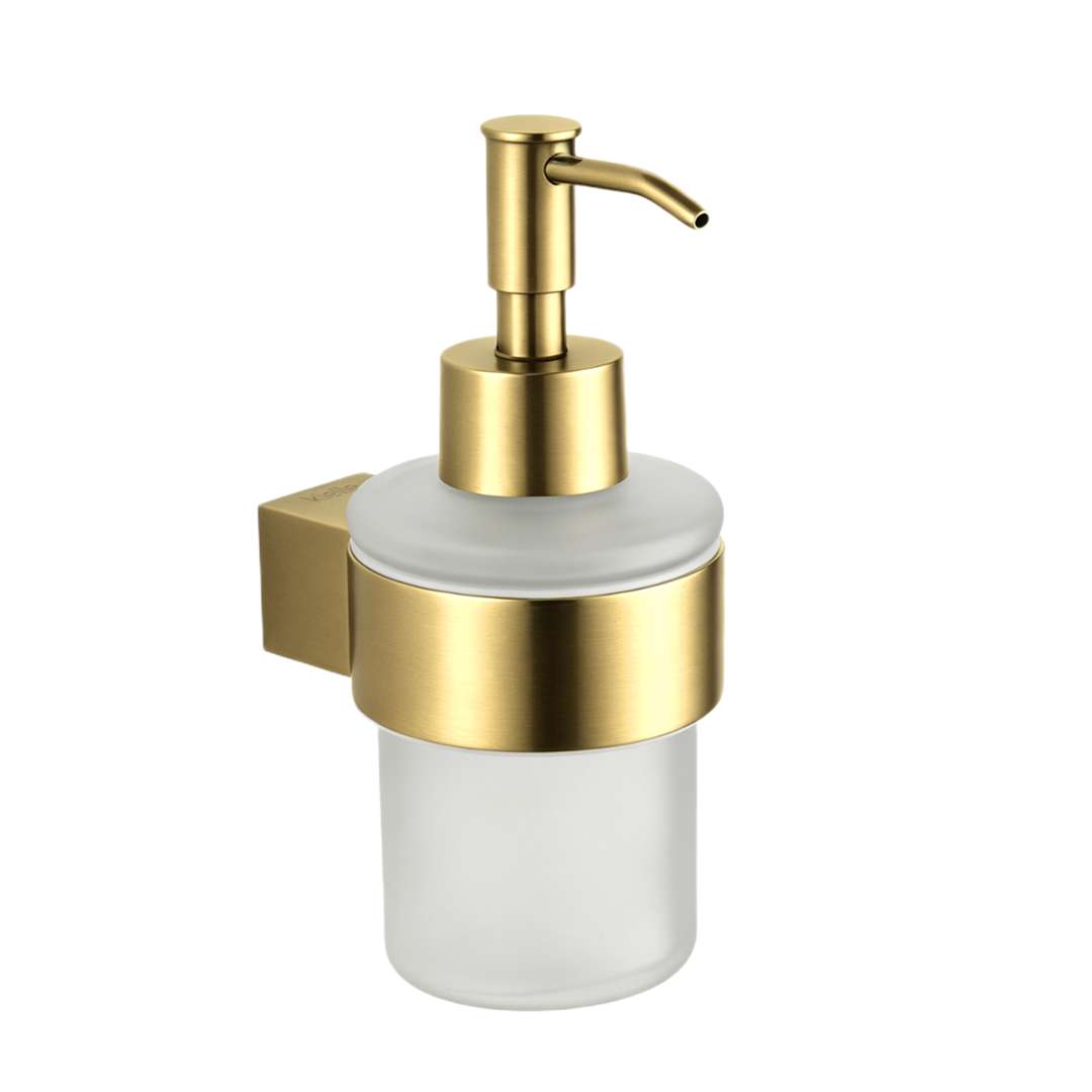 Kielle Vega - Seifenspender Mit Halter, Milchglas/gebürstetes Gold 40118036
