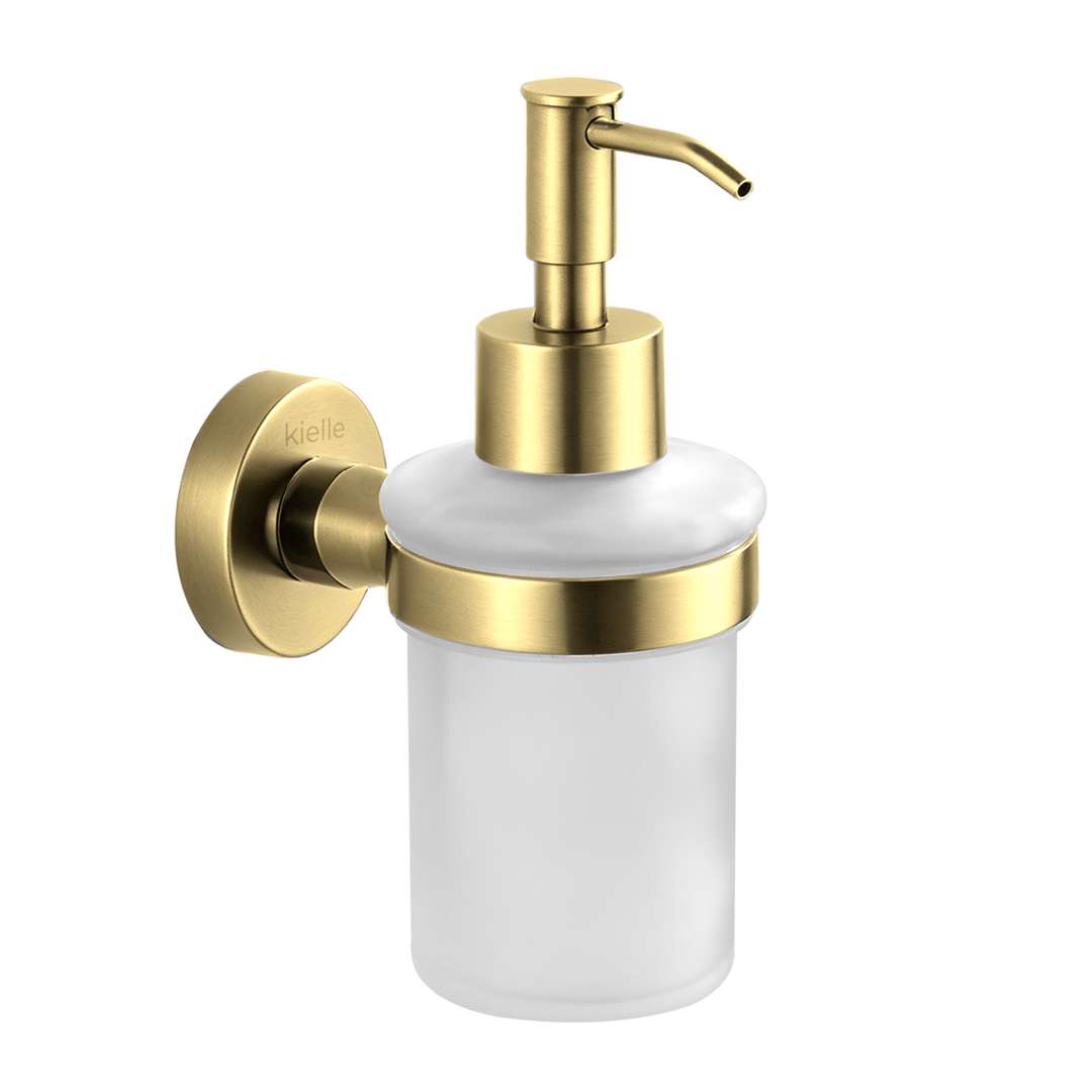 Kielle Oudee - Seifenspender Mit Halter, Milchglas/gebürstetes Gold 40102036