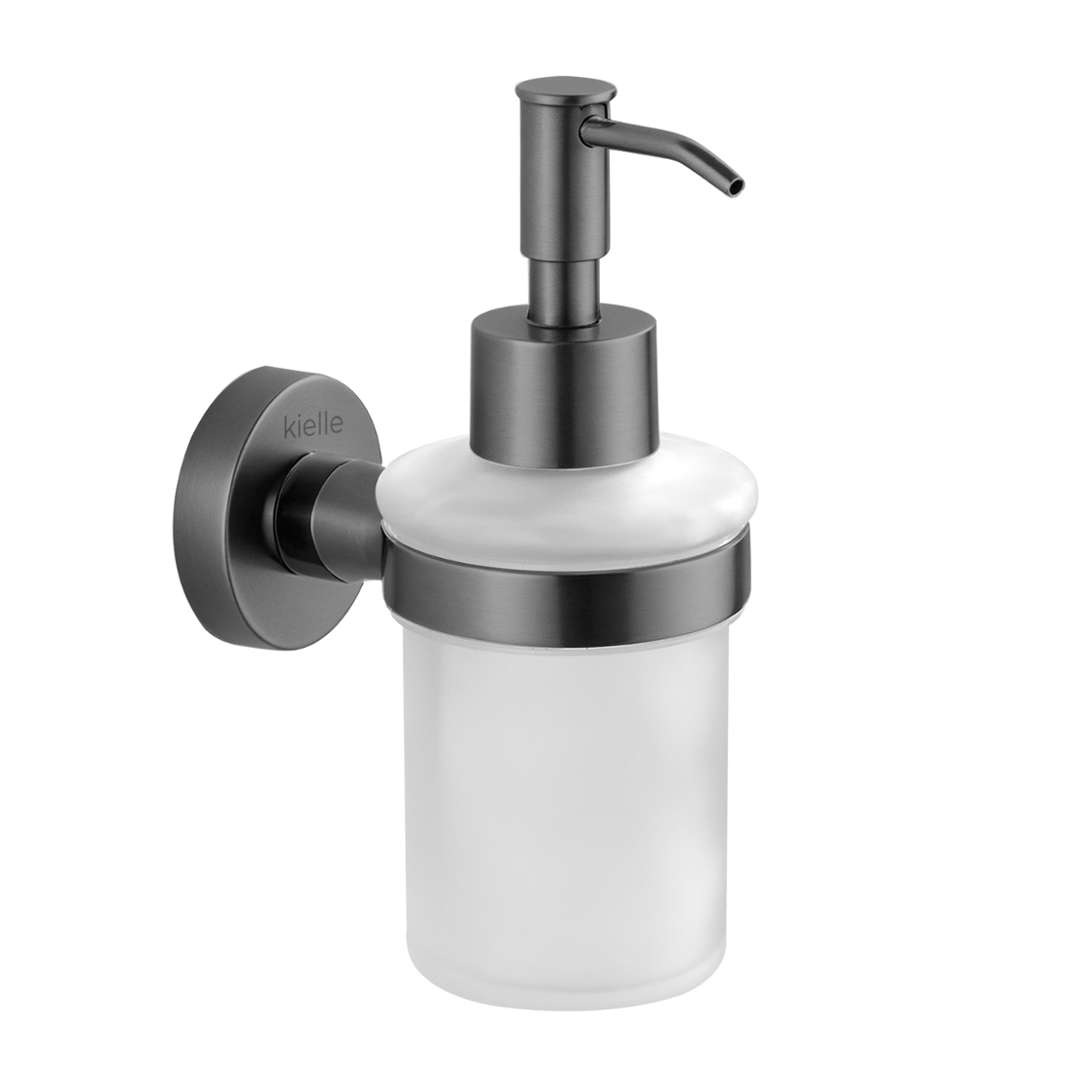 Kielle Oudee - Seifenspender Mit Halter, Milchglas/grau 40102037