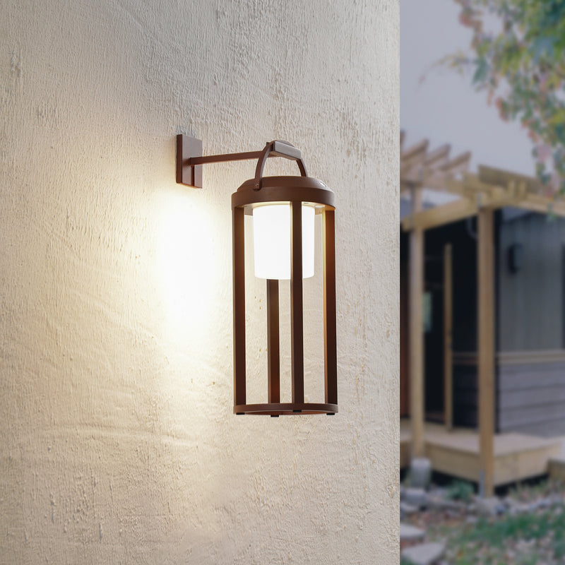[neuwertig] B-ware Lucande Wandleuchte Außen Led Solar Tilena Dimmbar Rost Aluminium 41,5cm