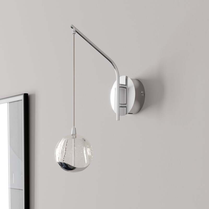 [gebraucht] B-ware Lucande Led-wandlampe Hayley Wandleuchte Lampe Chromfarben Glas 34cm Hoch 3000k
