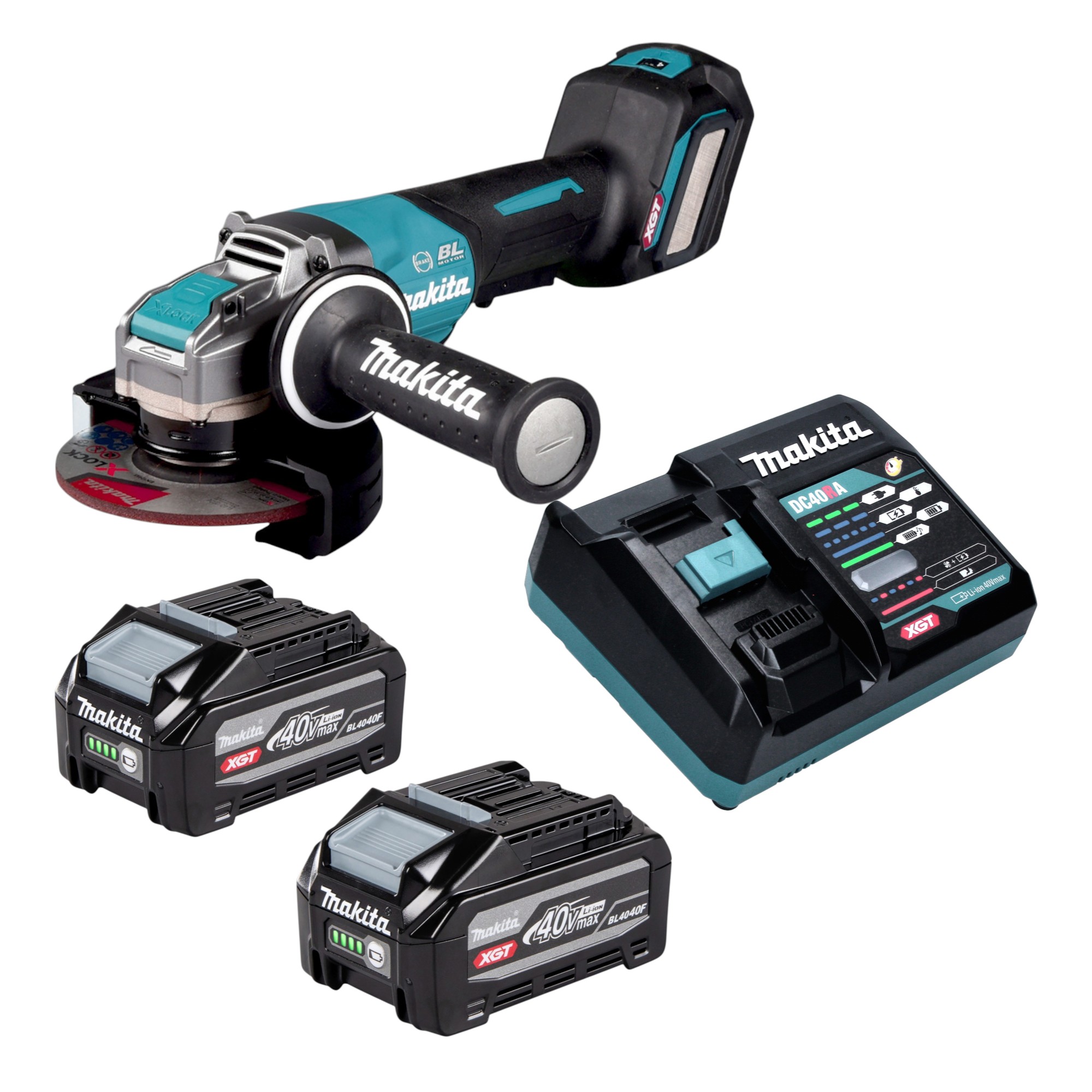 Makita Ga 044 Gu201 Akku Winkelschleifer 40 V Max. 125 Mm X-lock Brushless + 2x Akku 4,0 Ah + Ladegerät