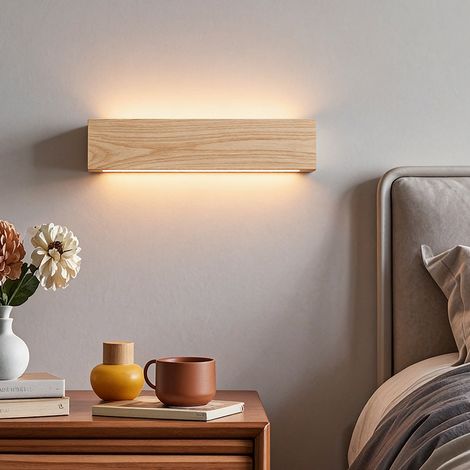 Wandleuchte Mit Touch-dimmer, Modern Und Minimalistisch, Aus Eschenholz, 8 W, 30 Cm, Für Bettseite, Wohnzimmer, Esszimmer, Wanddekor Im Hintergrund